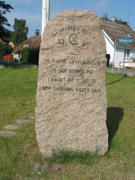 Genforeningsstenen i Stokkebro,Gjerrild sogn, Norddjurs kommune